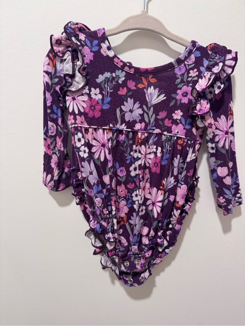 Little Sleepies Purple Floral Ruffle One-Piece